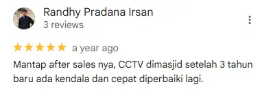 testimoni pelanggan cctv Tapos Depok