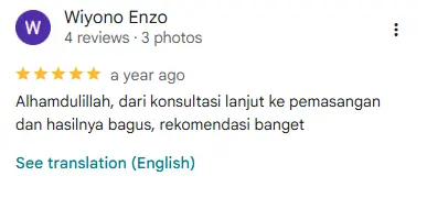 testimoni pelanggan cctv Sawangan s