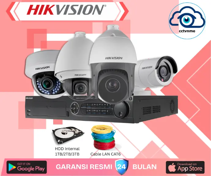 Paket CCTV Hikvision dengan kabel UTP LAN dan Kabel Coaxial dan Power RG59