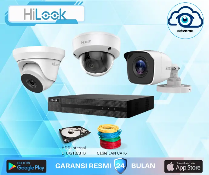 Paket CCTV Hilook dengan kabel UTP LAN dan Kabel Coaxial dan Power RG59